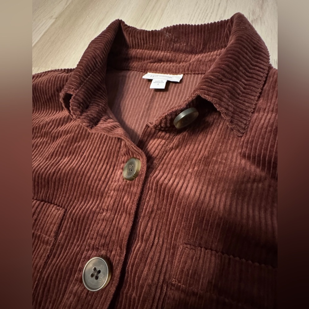 J. JILL Corduroy tunic shirt Dress Brown Long Sleeve Shift Retro pockets S - Picture 5 of 9